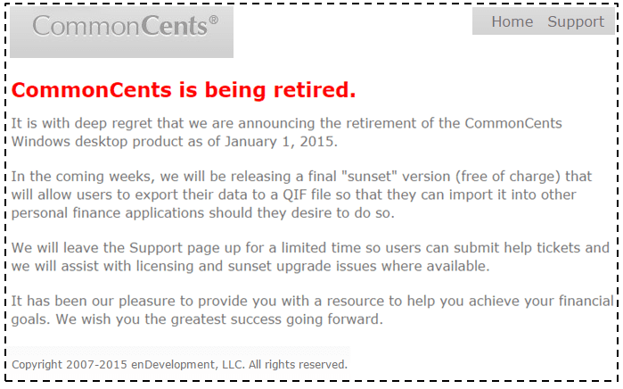 CommonCents is being retired