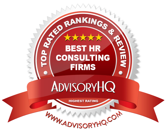best HR consulting firms red award emblem
