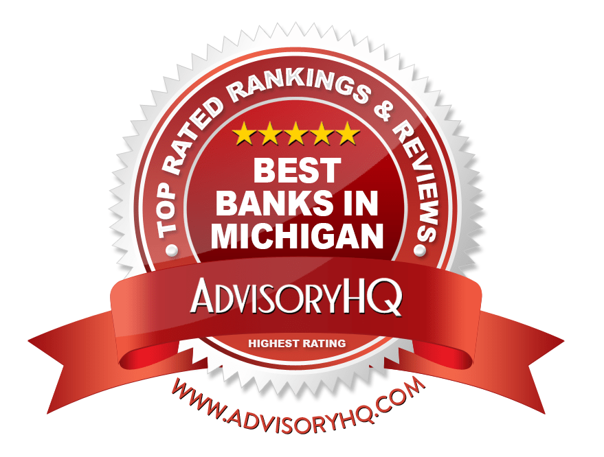 Best Banks in Michigan Red Award Emblem