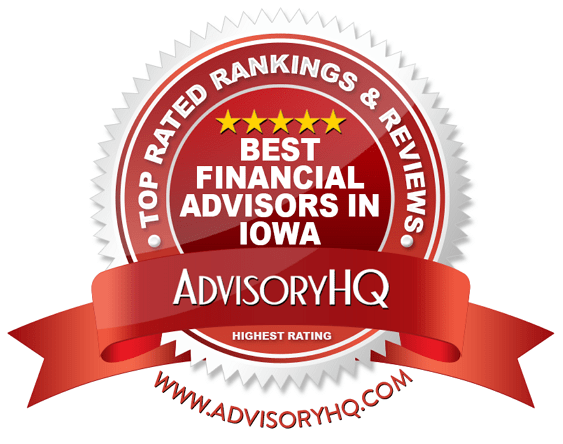Best Financial Advisors in Iowa Red Award Emblem