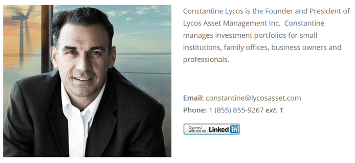 Founder and President of Lycos Asset Management Inc. - Constantine Lycos