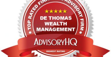 Red Award Emblem for De Thomas Wealth Management Firm