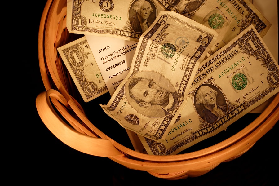 Dollars in a bucket