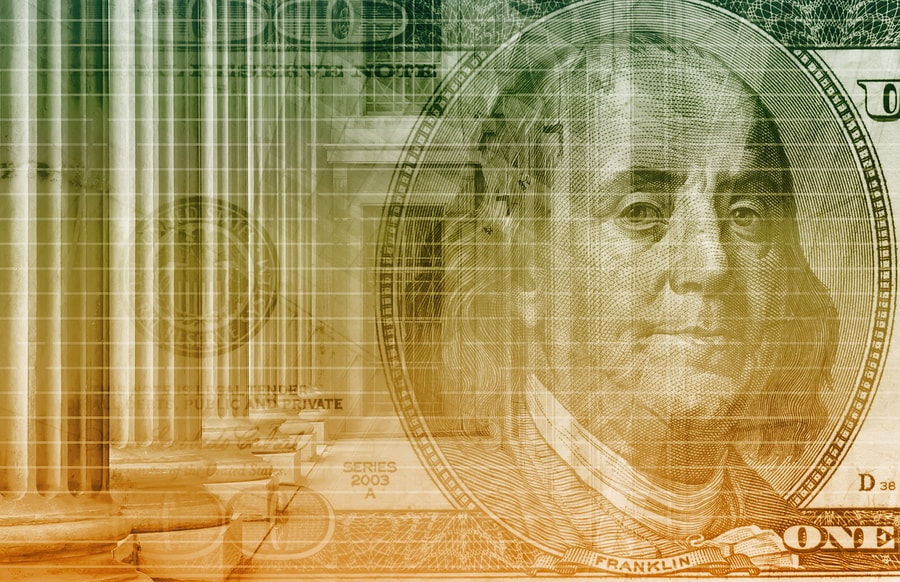 a graphic of Benjamin Franklin's face on the one hundred dollar bill merged with the columns of Lincoln memorial representing the lower your debt the easier you'll find financial planning for retirement 