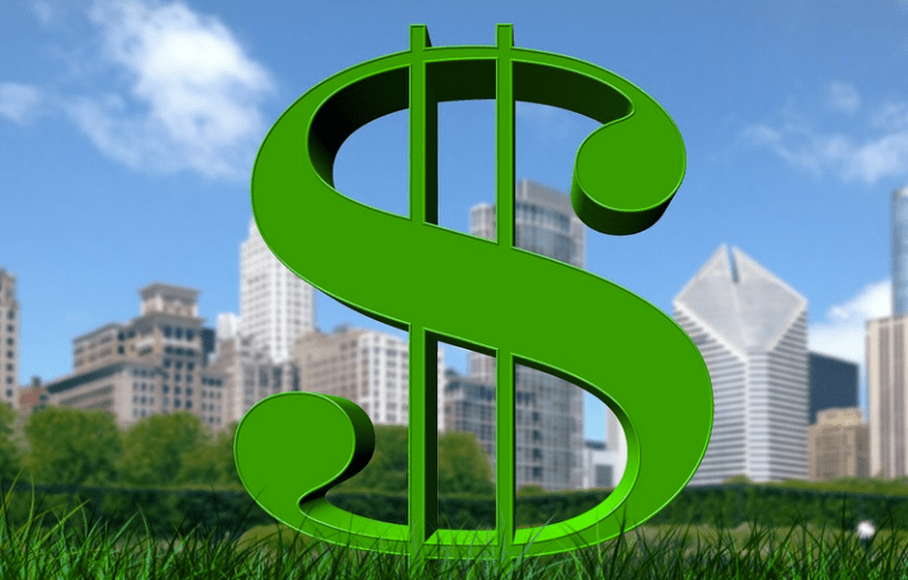 a graphic of a large green dollar symbol with a city scape background representing the Ways You Can Find Private Investors