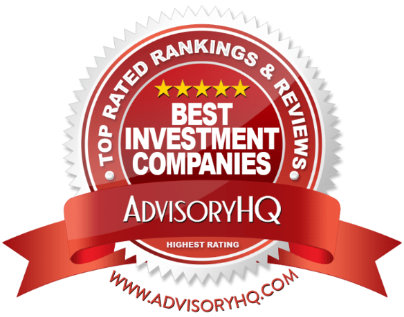 best investment companies red award emblem