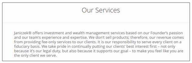 Janiczek® Wealth Management - Services