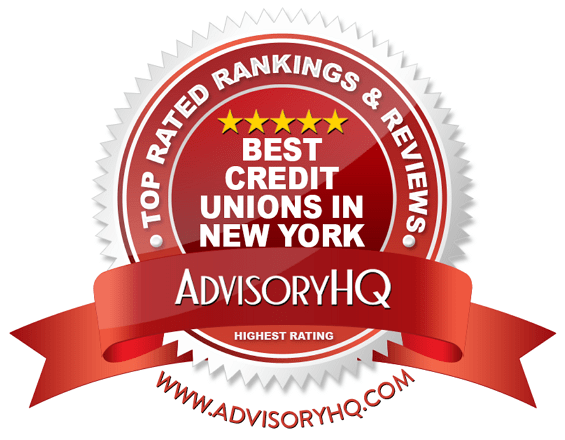 Best Credit Unions in New York Red Award Emblem