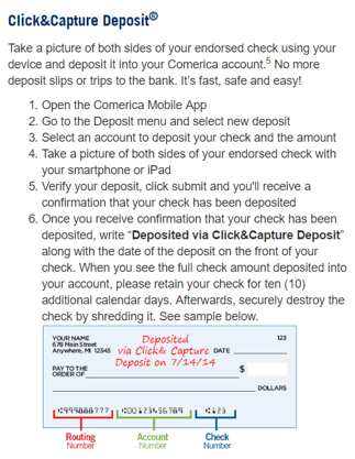 Comerica Bank Click&Capture Deposit