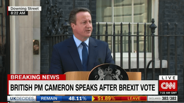 U.K. Prime Minister David Cameron Resigns