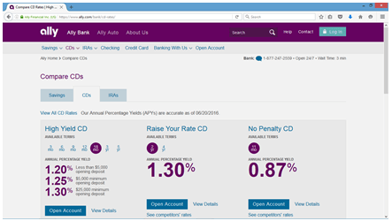 web screenshot of ally online savings review