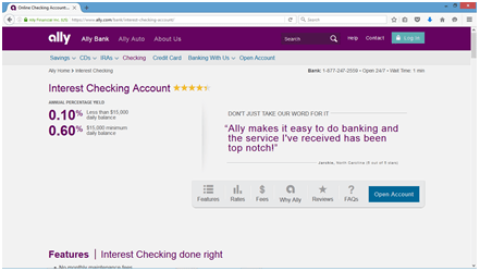 web screenshot of reviews of ally bank