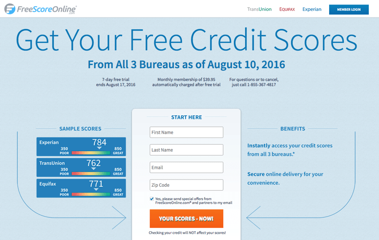free credit score no credit card