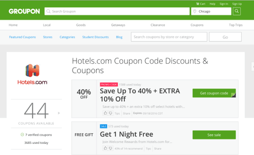Groupon last minute hotel booking