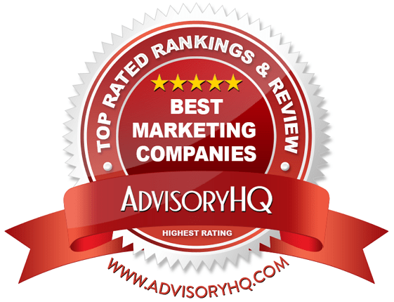 best marketing companies red award emblem