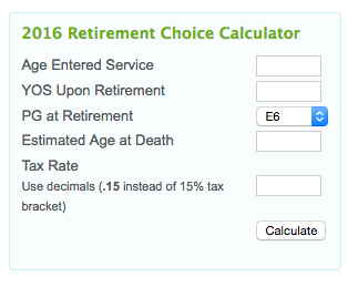 army retirement pay calculator
