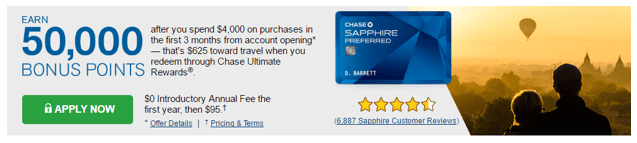Chase Sapphire Preferred® - best credit card for miles