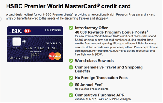 HSBC Premier World MasterCard® Credit Card - hsbc credit card promotion