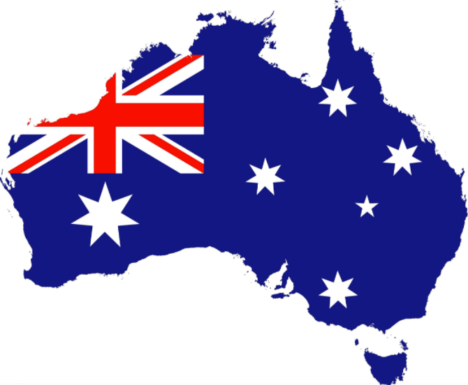 Map of Australia with Australia Flag