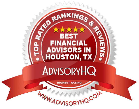 red award emblem for best financial advisors in houston, tx