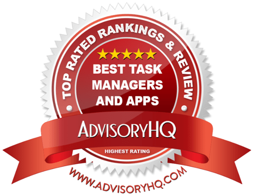 best task managers and apps red award emblem