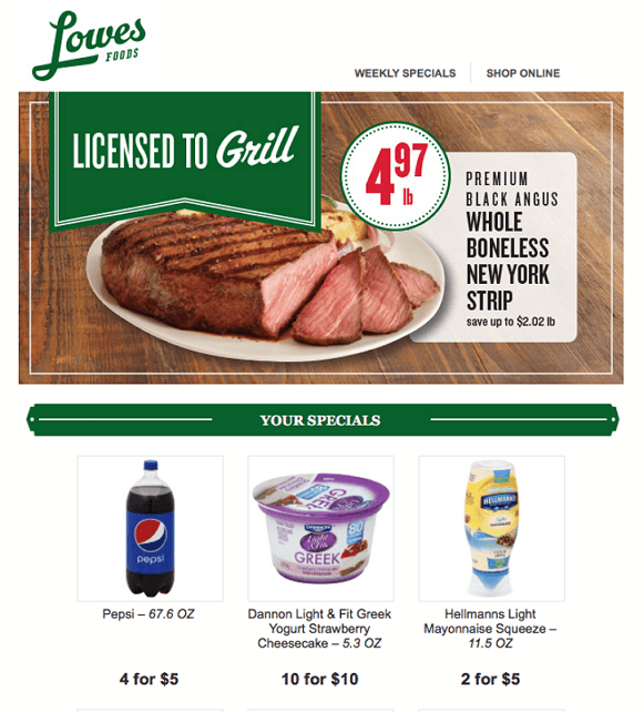 Lowes Foods - successful email marketing campaigns