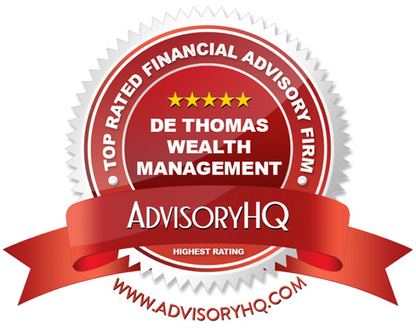 Red Award Emblem for De Thomas Wealth Management Firm