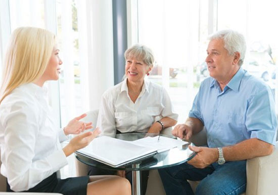 Discussion between two women and one man for maryland financial advisor